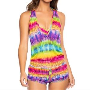NWT Luli Women’s Fama Groovy Baby T- Back Romper Size Small